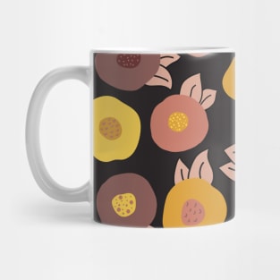 Scandinavian Doodle Flowers Black Mug